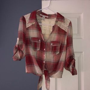 Cropped, American Rag Plaid Top, Medium